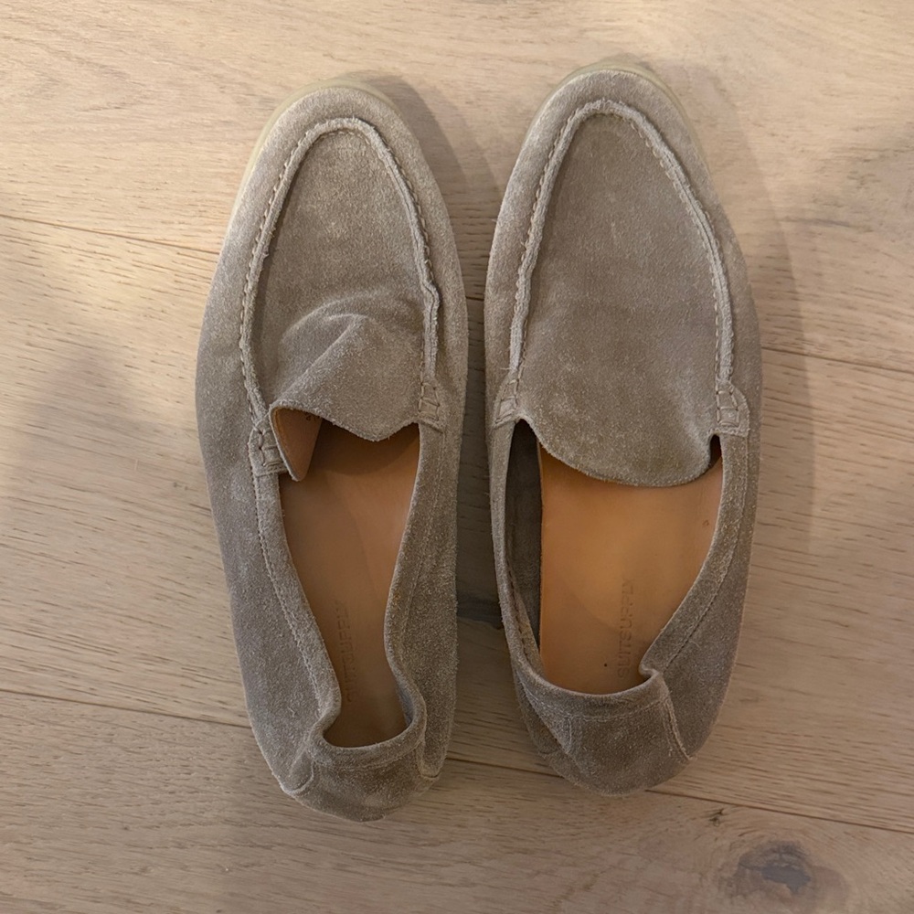 Suitsupply Taupe Suede Slip-On Loafers